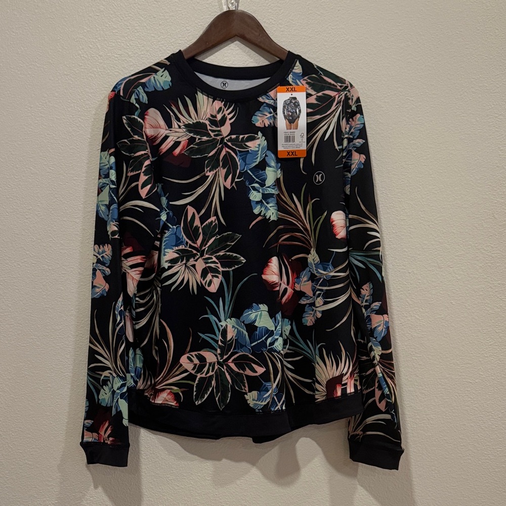 Hurley Women's Floral Swim Coverup - Black and Multicolor